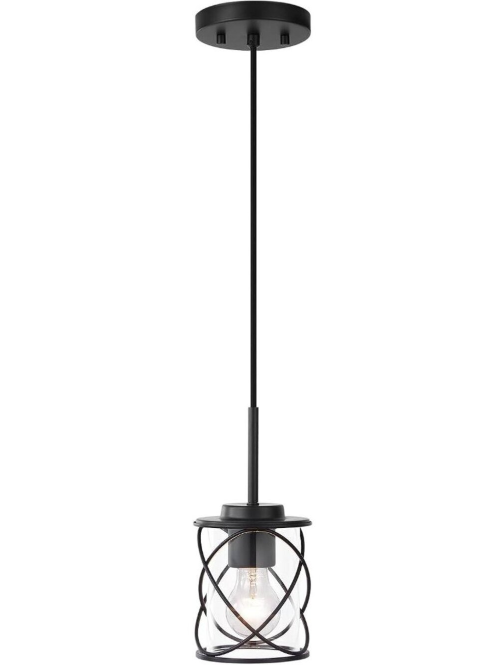 1--Light Kitchen Island Light, Dining Room Lighting Fixtures Hanging Black